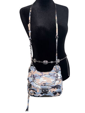 Aimee Kestenberg Marlee Pebble Leather Metallic Camo Hobo Crossbody Handbag